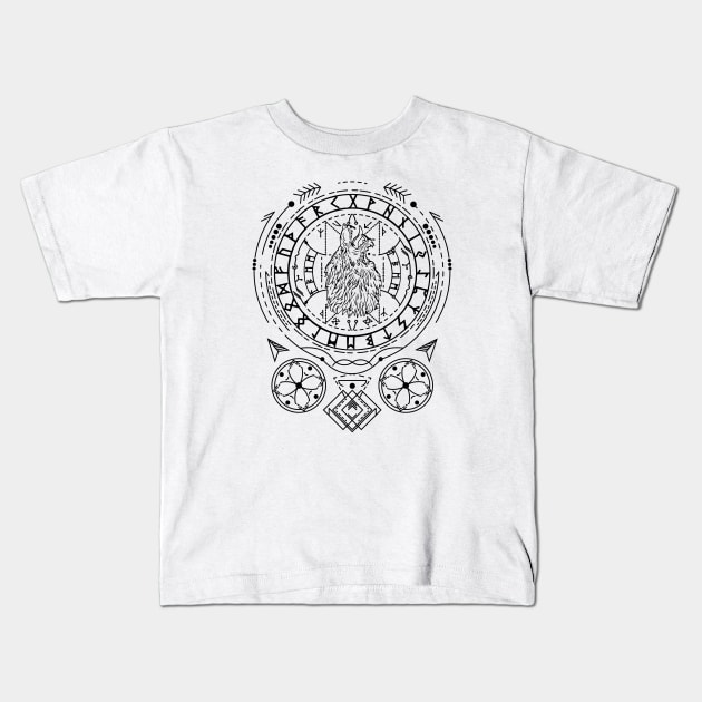 Fenrir | Norse Pagan Symbol Kids T-Shirt by CelestialStudio